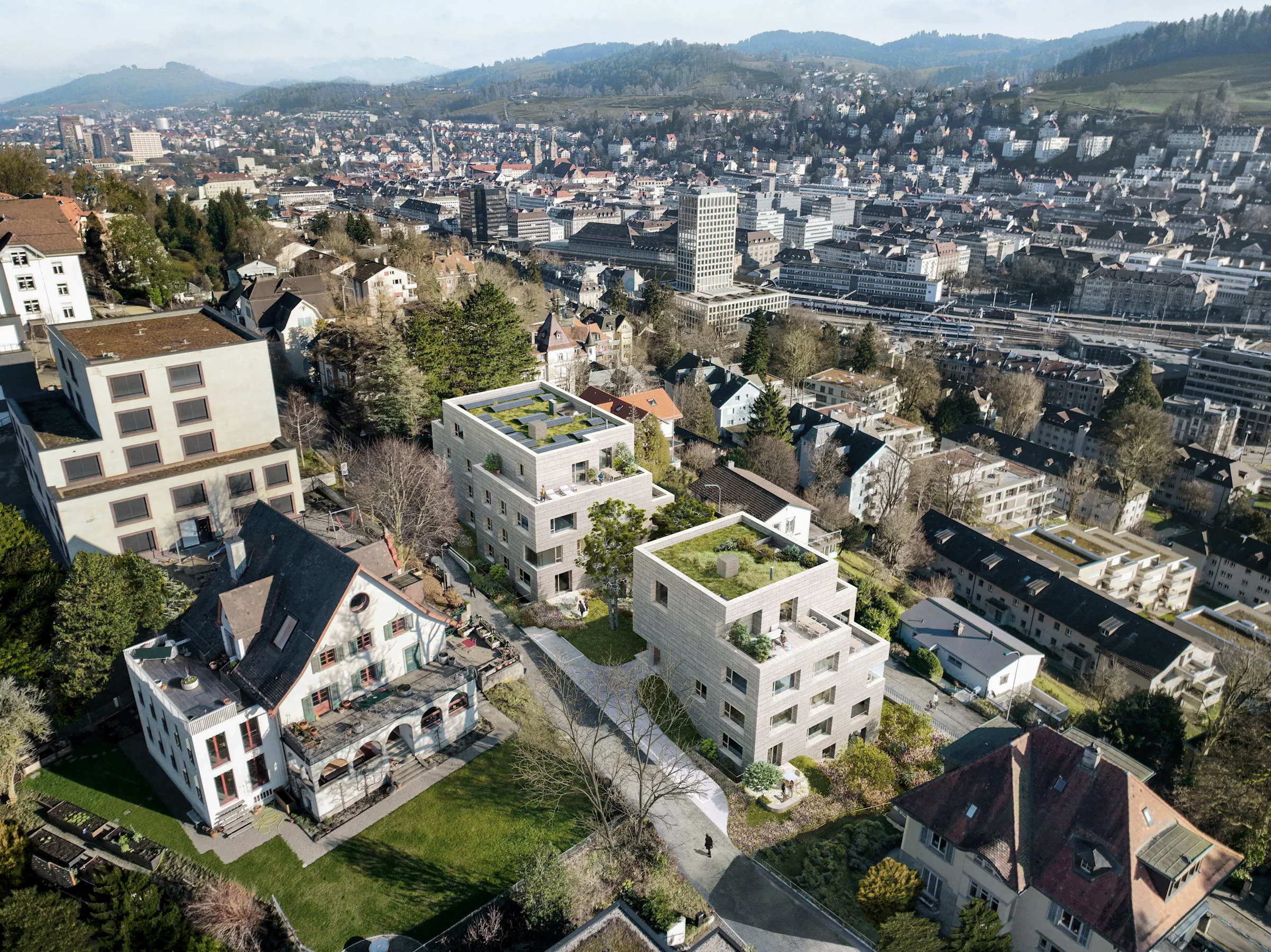 Aussenansicht Einfamilienhaus im Obstgarten bei Buch in Frauenfeld Aussenansicht eines modernen Einfamilienhauses im Obstgarten, Buch bei Frauenfeld